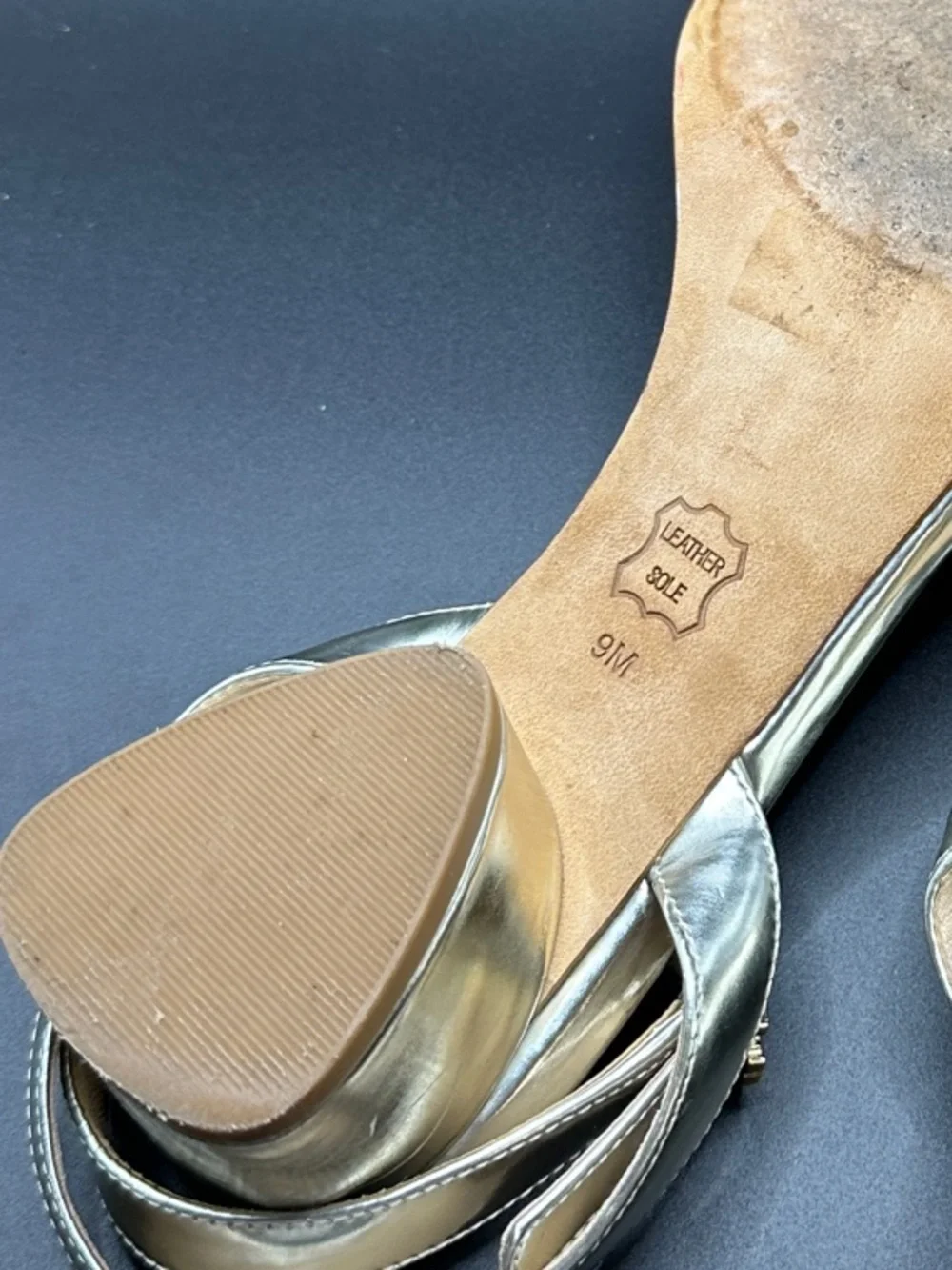 Tory Burch Metallic Silver Ankle-Strap Flat Sandals